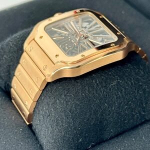 2021 Santos De Cartier 39.8mm WHSA0016 Rose Gold Skeleton Dial