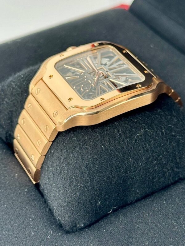 2021 Santos De Cartier 39.8mm WHSA0016 Rose Gold Skeleton Dial