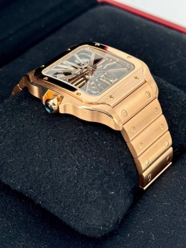 2021 Santos De Cartier 39.8mm WHSA0016 Rose Gold Skeleton Dial - Image 7