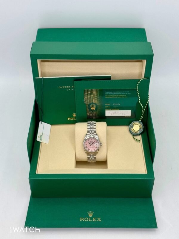 NEW 2025 Rolex Lady Datejust 28mm 279174 Oystersteel 18kt Fluted Bezel Jubilee Bracelet Pink Dial - Image 5