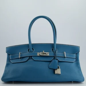 COLLECTORS* Hermès Birkin JPG Bag in Bleu Jean Clemece Leather with Palladium Hardware