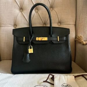 Hermes Birkin 30 Noir on GHW Epsom Leather Stamp A 2017