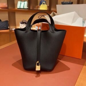 Hermes Picotin 18 Black with Gold Hardware.